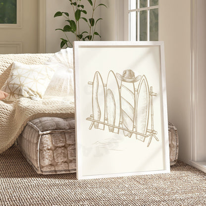 Beige Coastal Cowgirl  Digital Prints, Set Of 3
