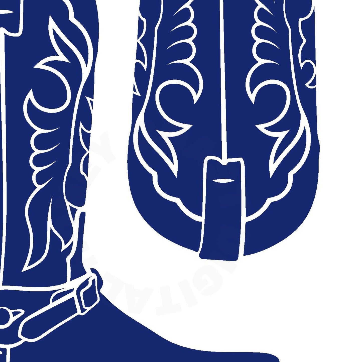 Navy Cowboy Boots Digital Prints