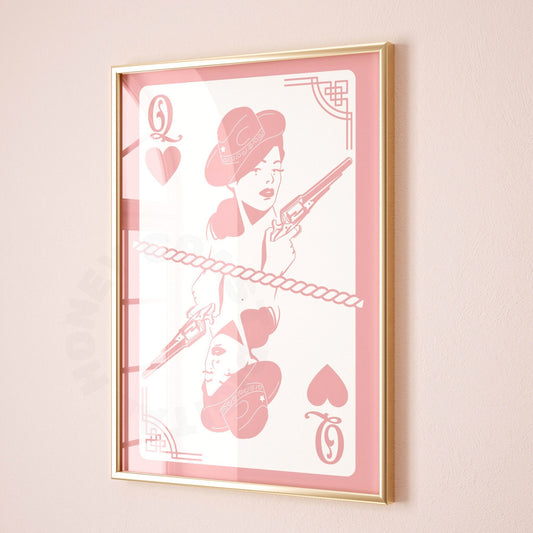 Pink Queen Of Hearts Playing Card Digital Prints