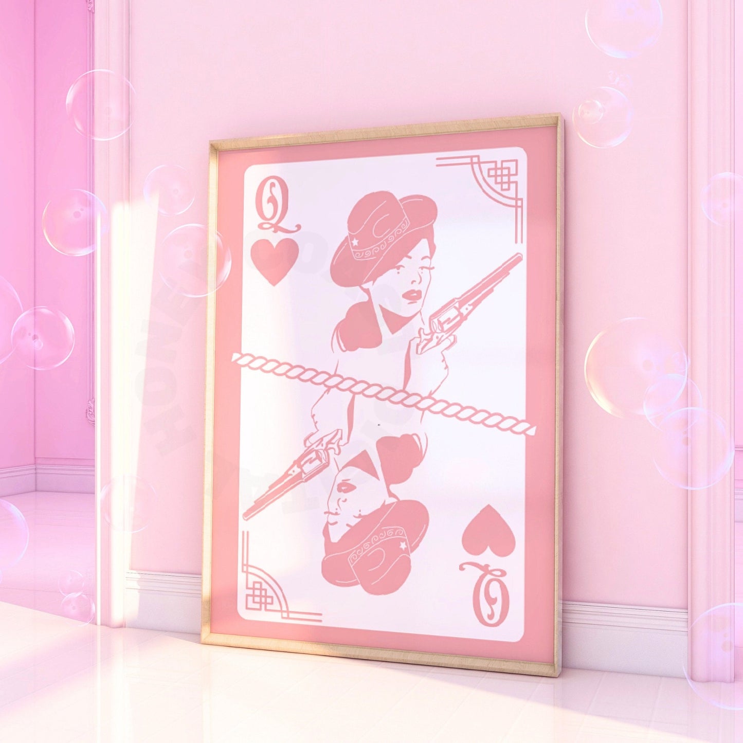 Pink Queen Of Hearts Playing Card Digital Prints
