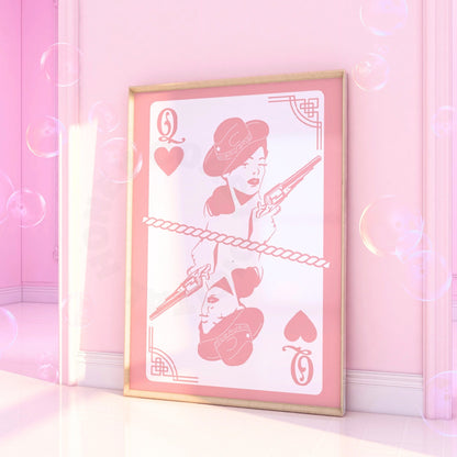 Pink Queen Of Hearts Playing Card Digital Prints
