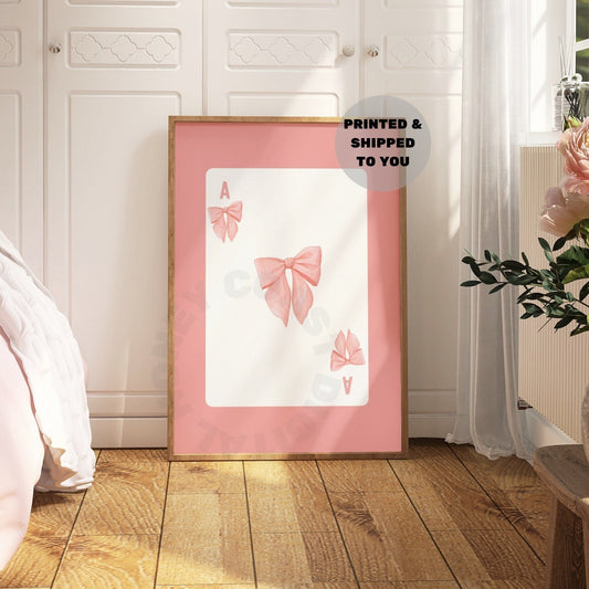 Pink Bow Playing Card Poster