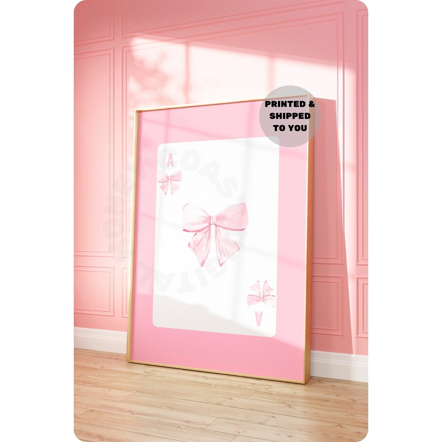 Pink Bow Playing Card Poster