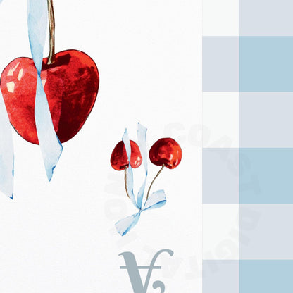 Cherry With Blue Bow Playing Card Digital Prints