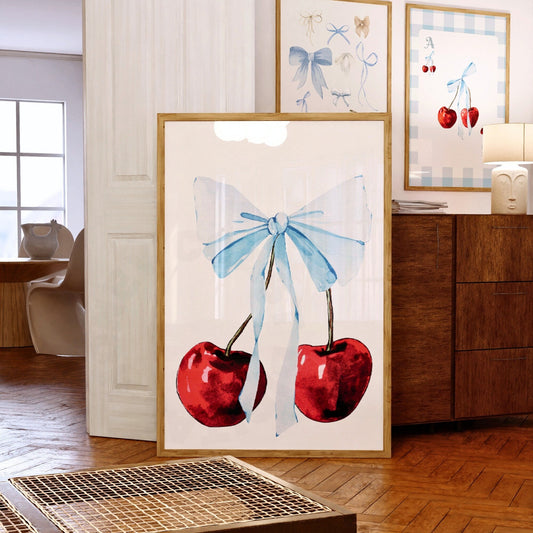 Cherry With Blue Hair Bow Digital Prints
