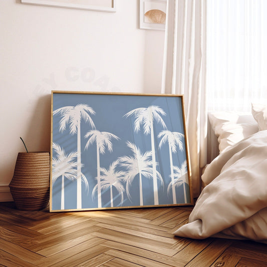 Landscape Coastal Blue Palm Trees Digital Prints