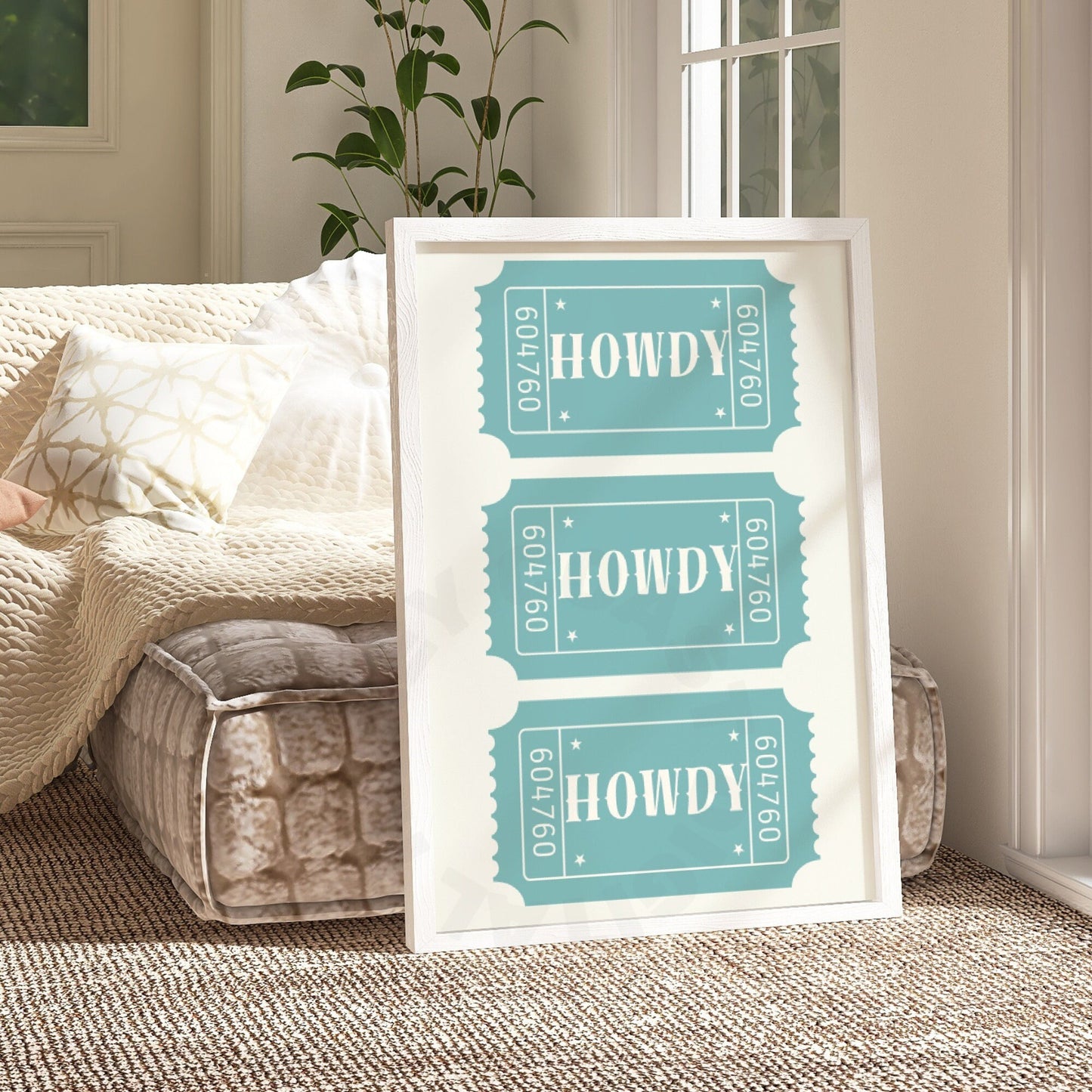 Seafoam Howdy Tickets Digital Prints