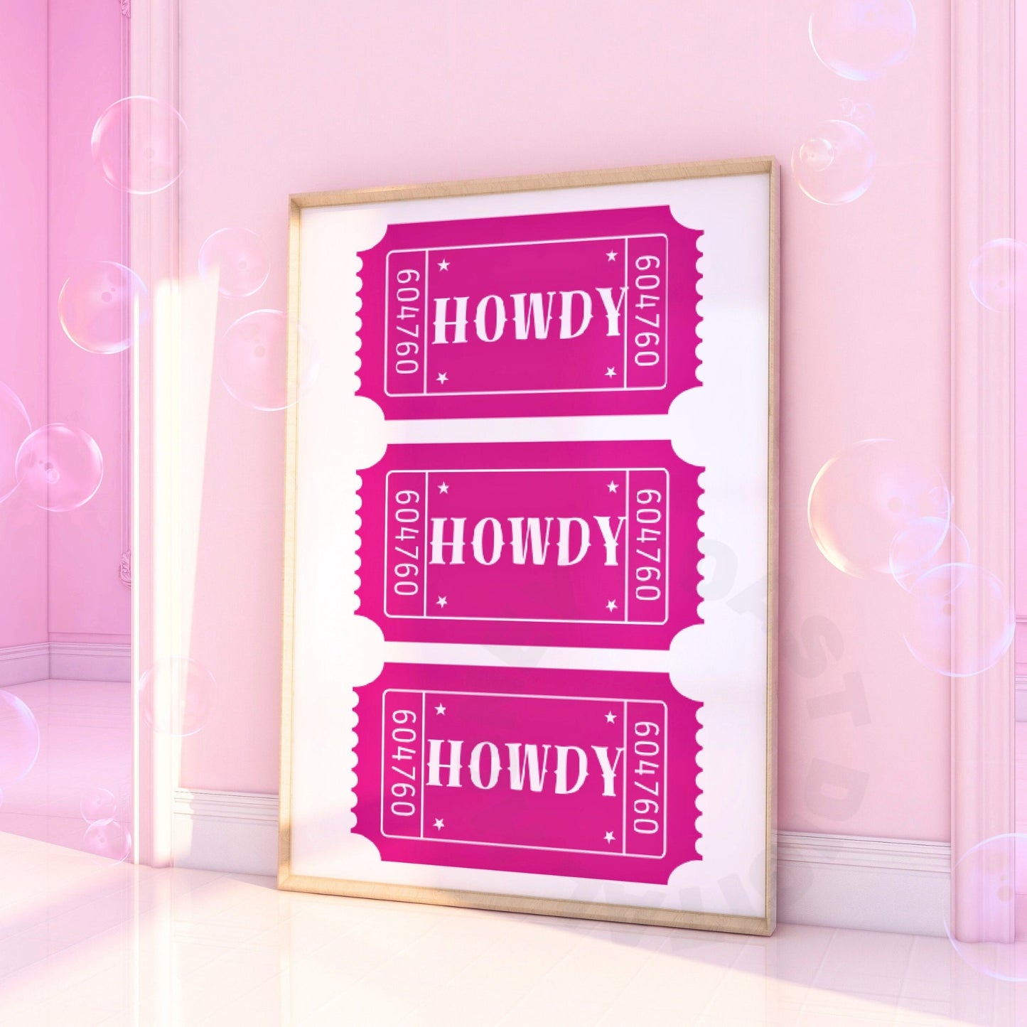 Hot Pink Howdy Tickets Digital Prints