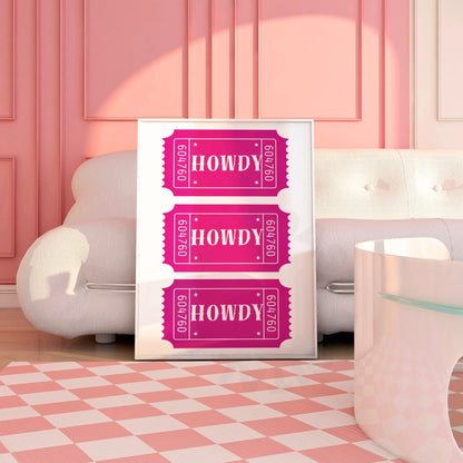 Hot Pink Howdy Tickets Digital Prints