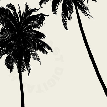 Monotone Palm Trees Digital Prints