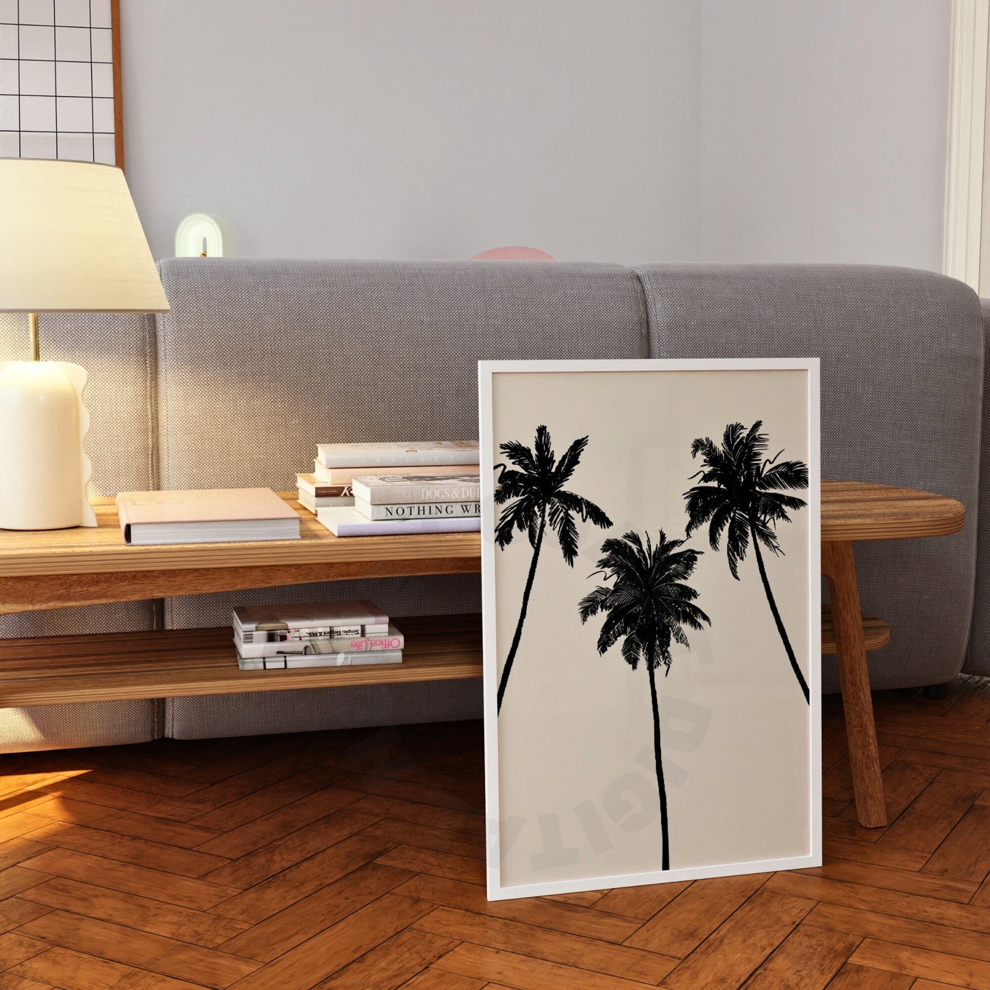 Monotone Palm Trees Digital Prints