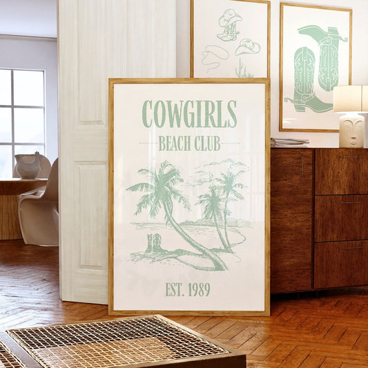 Sage Green Coastal Cowgirl Beach Club Digital Prints