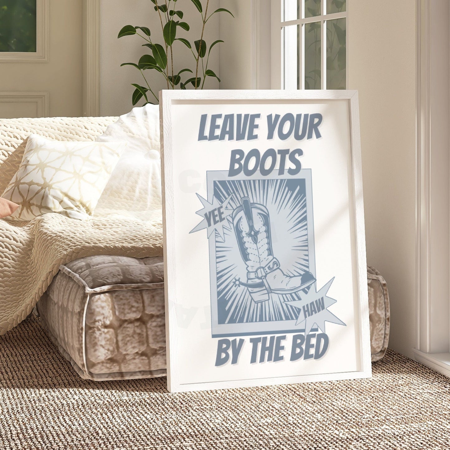 Coastal Blue Leave Your Boots By The Bed Digital Prints