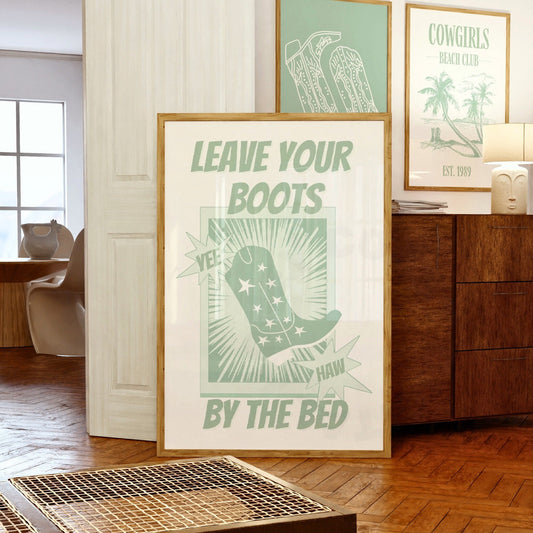 Sage Green Leave Your Boots By The Bed Digital Prints