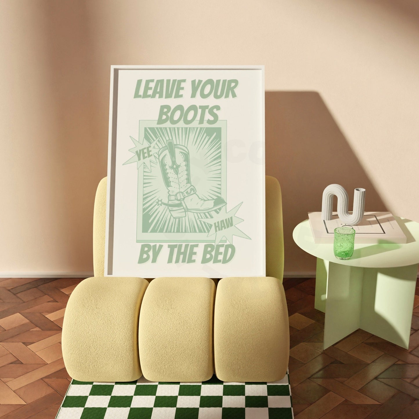Sage Green Cowboy Boot Digital Prints