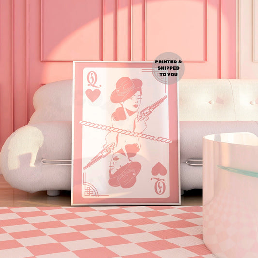 Pink Queen Of Cowgirls Playing Card Poster