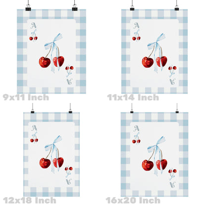 Cherry With Blue Bow Playing Card Poster