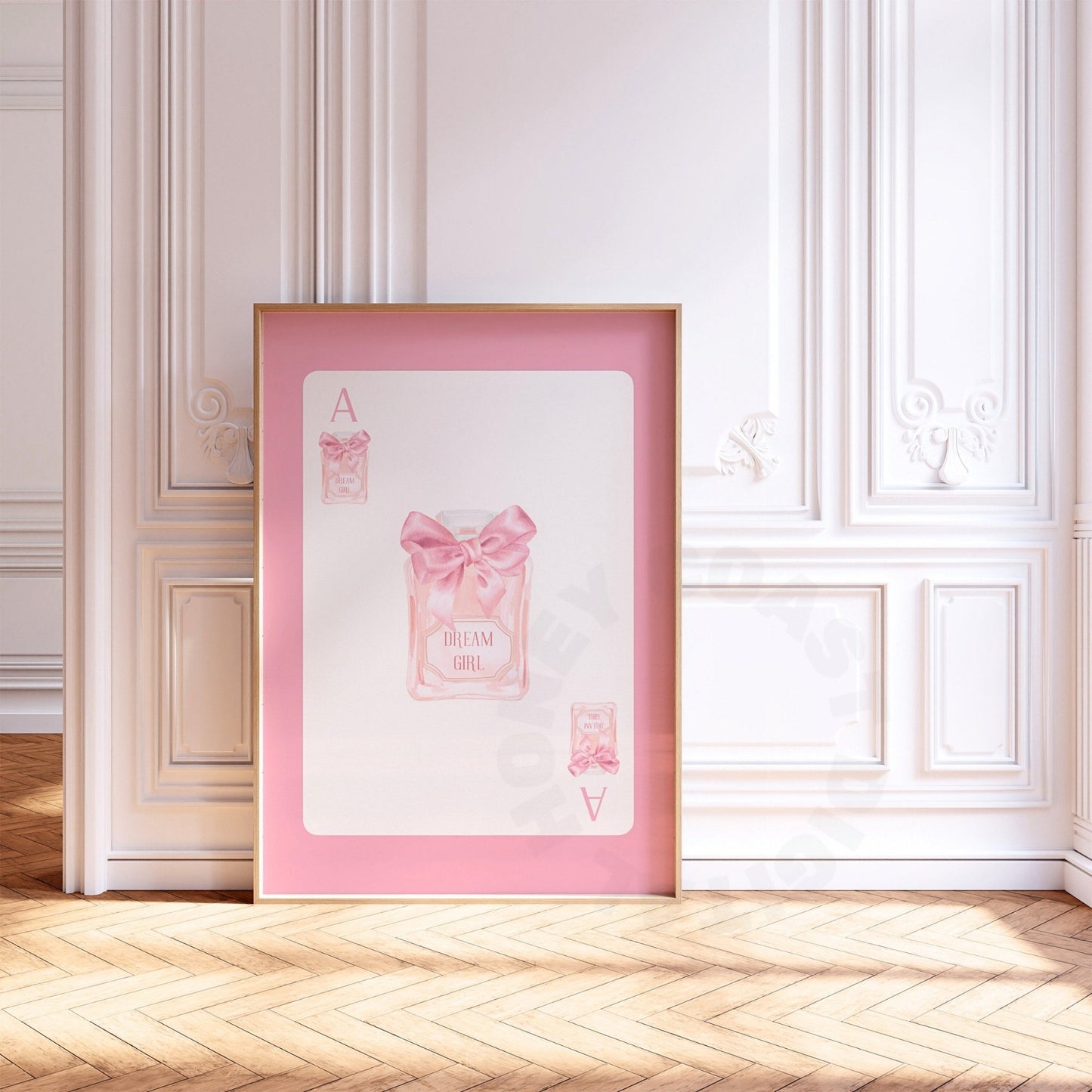 Pink Perfume Bottle Playing Card Poster