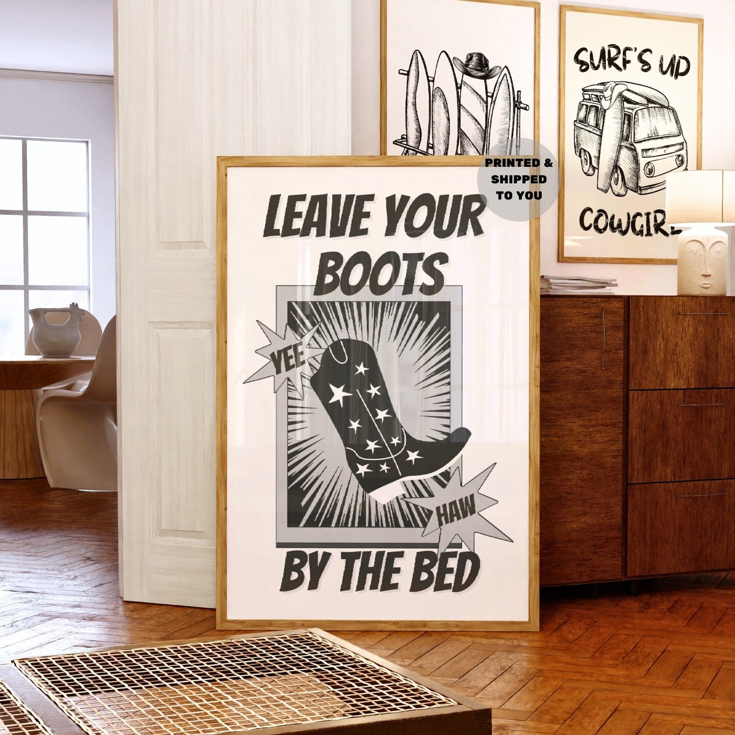 Monotone Leave Your Boots By The Bed Poster