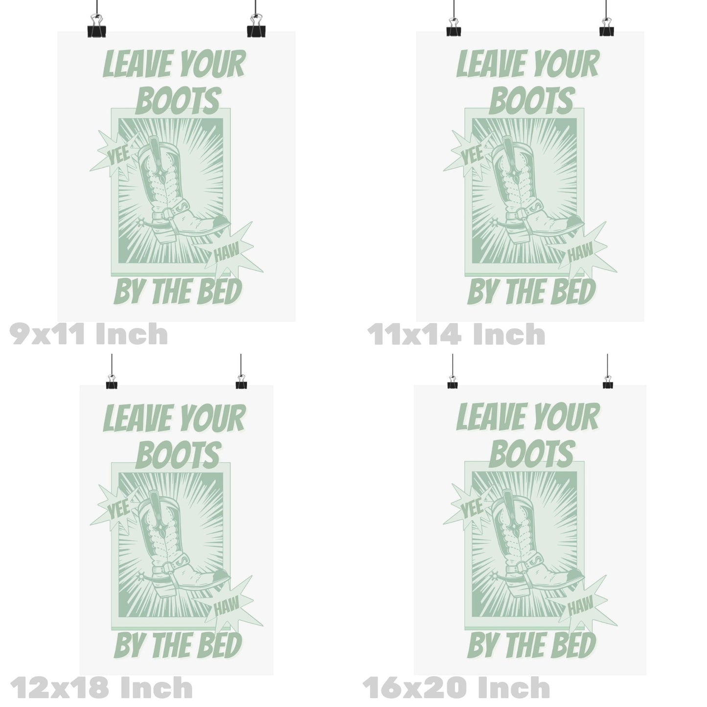 Sage Green Cowboy Boots Poster