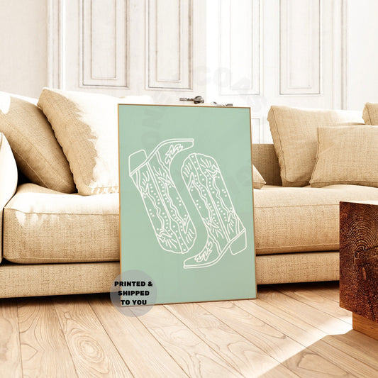 Sage Green Cowboy Boots Poster