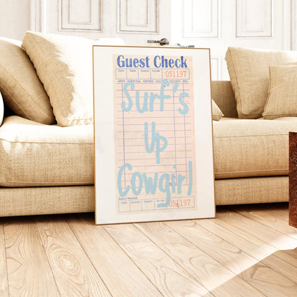 Surf's Up Cowgirl Guest Check Digital Prints