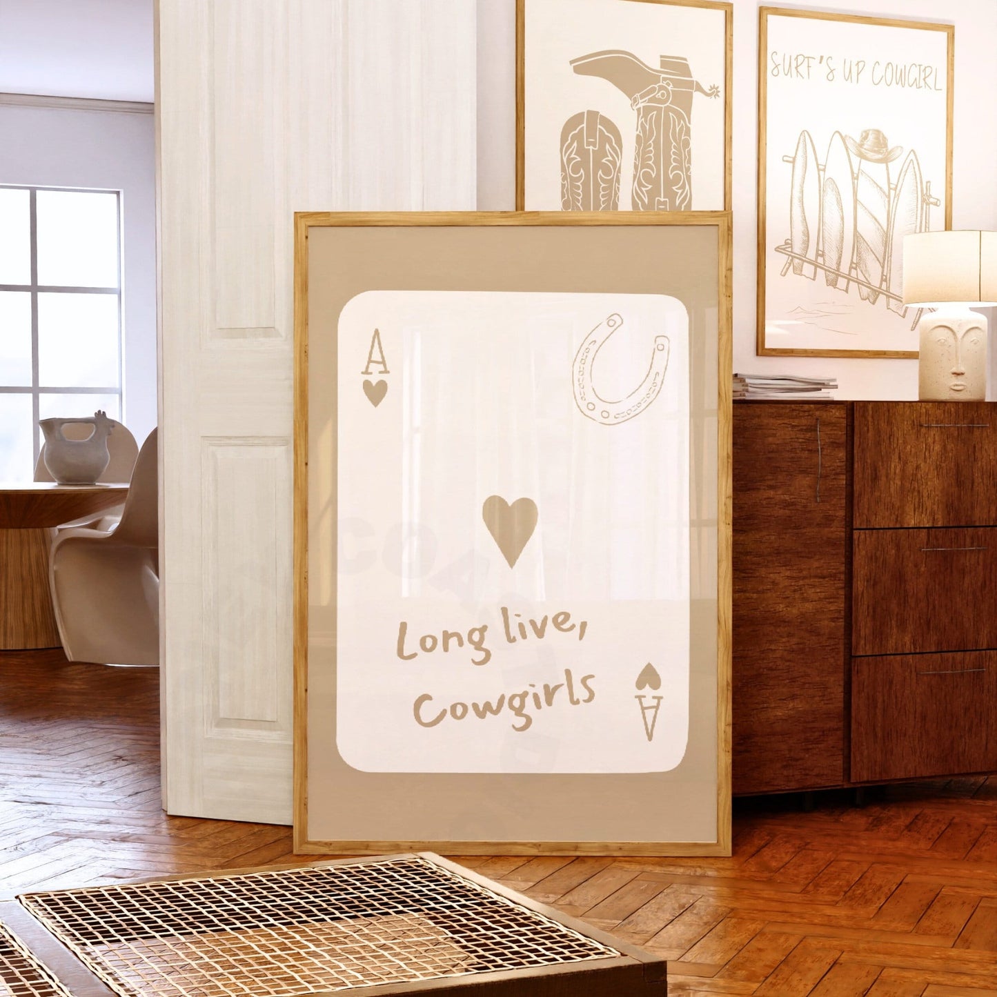 Beige Coastal Cowgirl Playing Card Poster