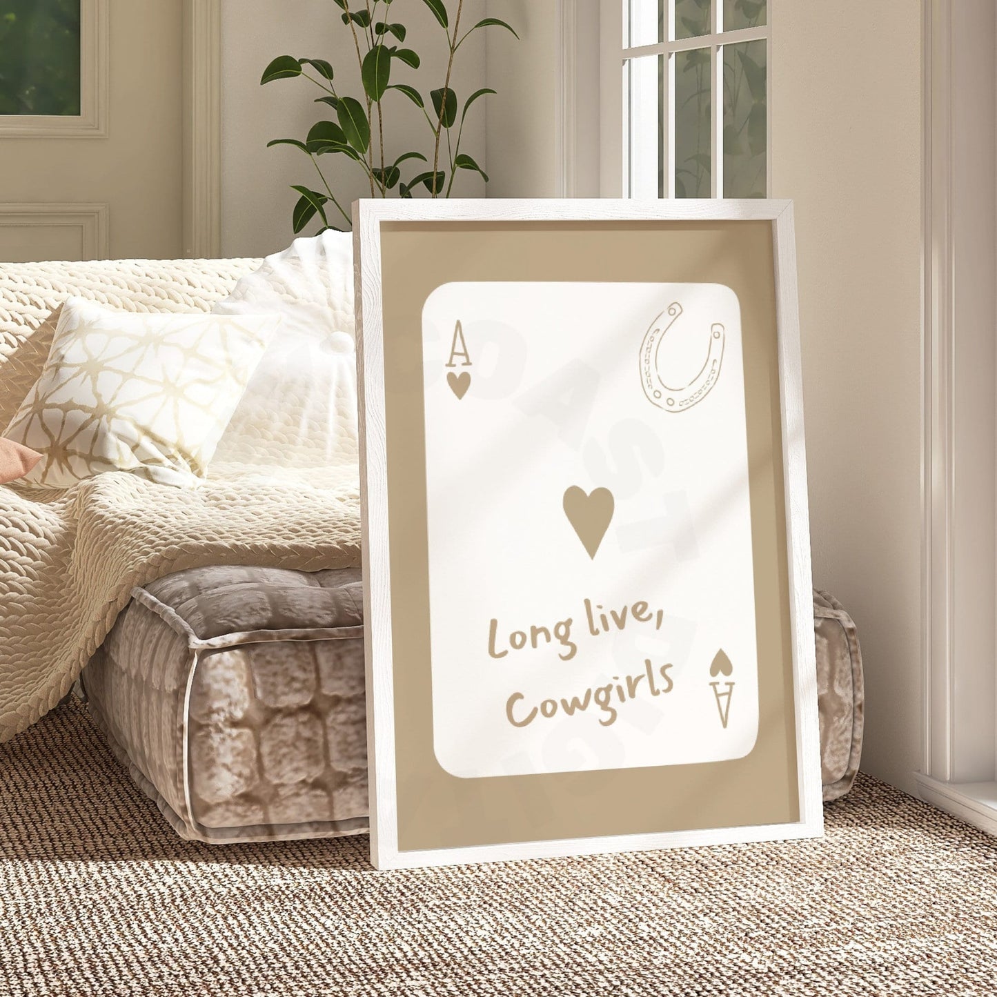 Beige Coastal Cowgirl  Digital Prints, Set Of 3