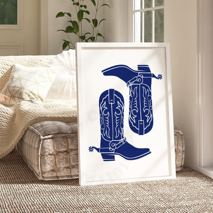 Navy Coastal Cowgirl Digital Prints, Set Of 3