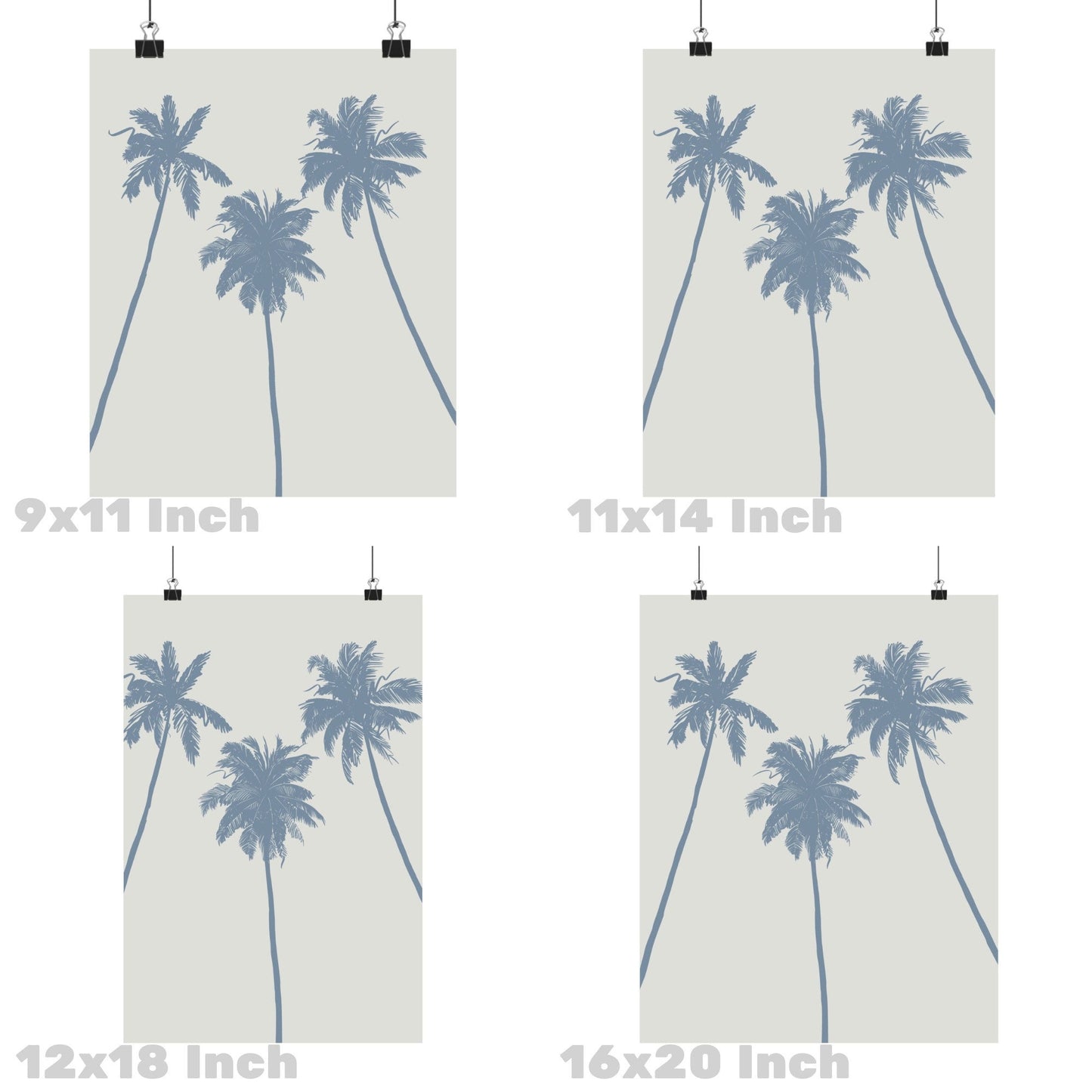 Coastal Blue  Palm Trees Poster