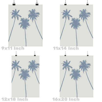 Coastal Blue  Palm Trees Poster