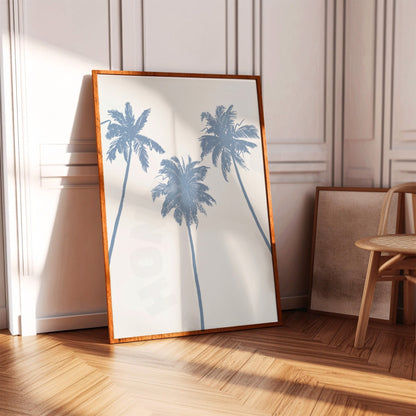 Coastal Blue  Palm Trees Poster