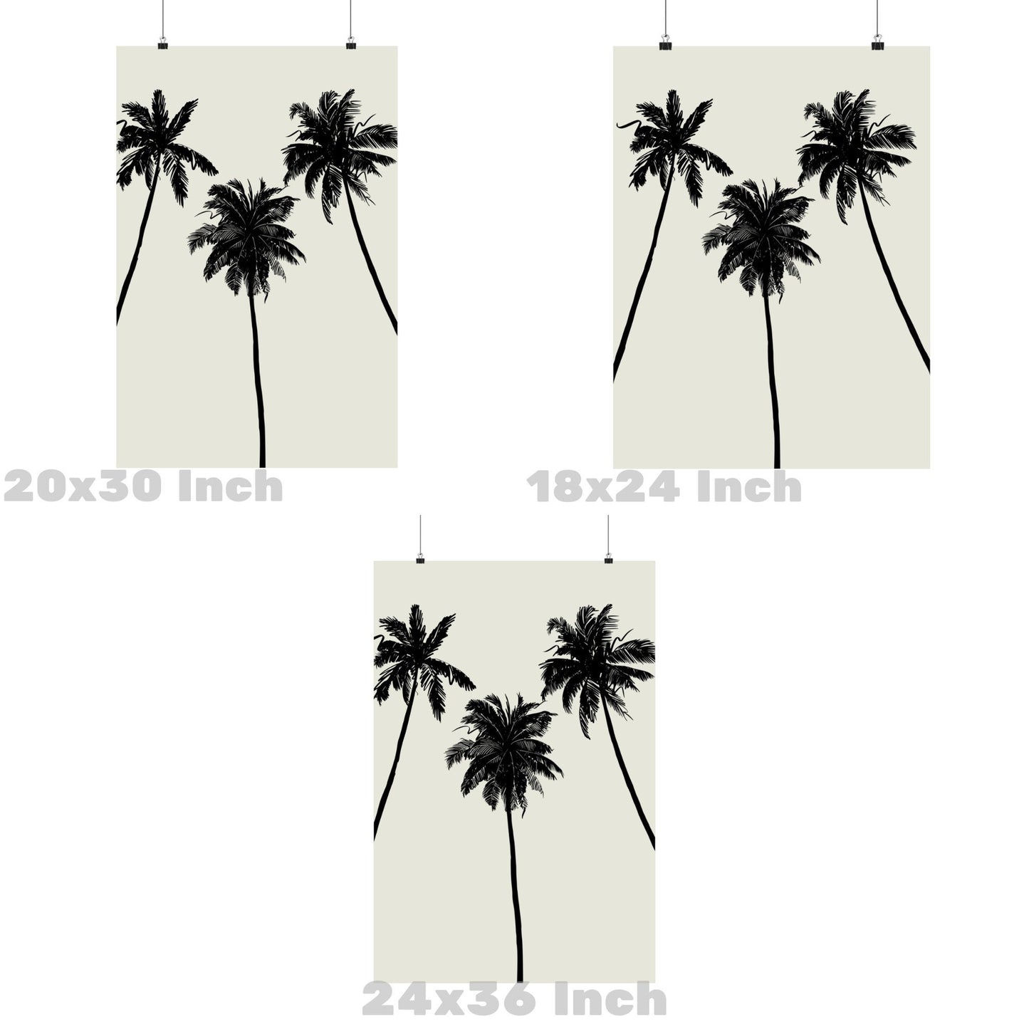 Monotone Palm Trees Poster