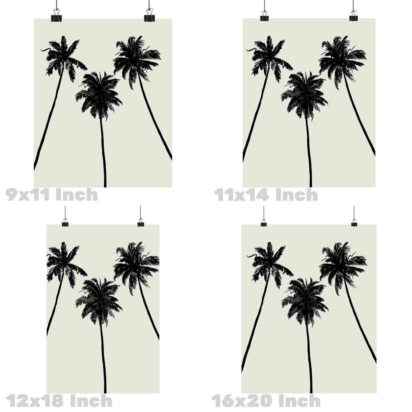 Monotone Palm Trees Poster