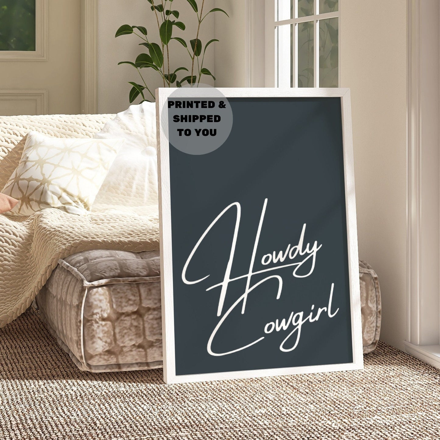 Monotone Howdy Cowgirl Poster