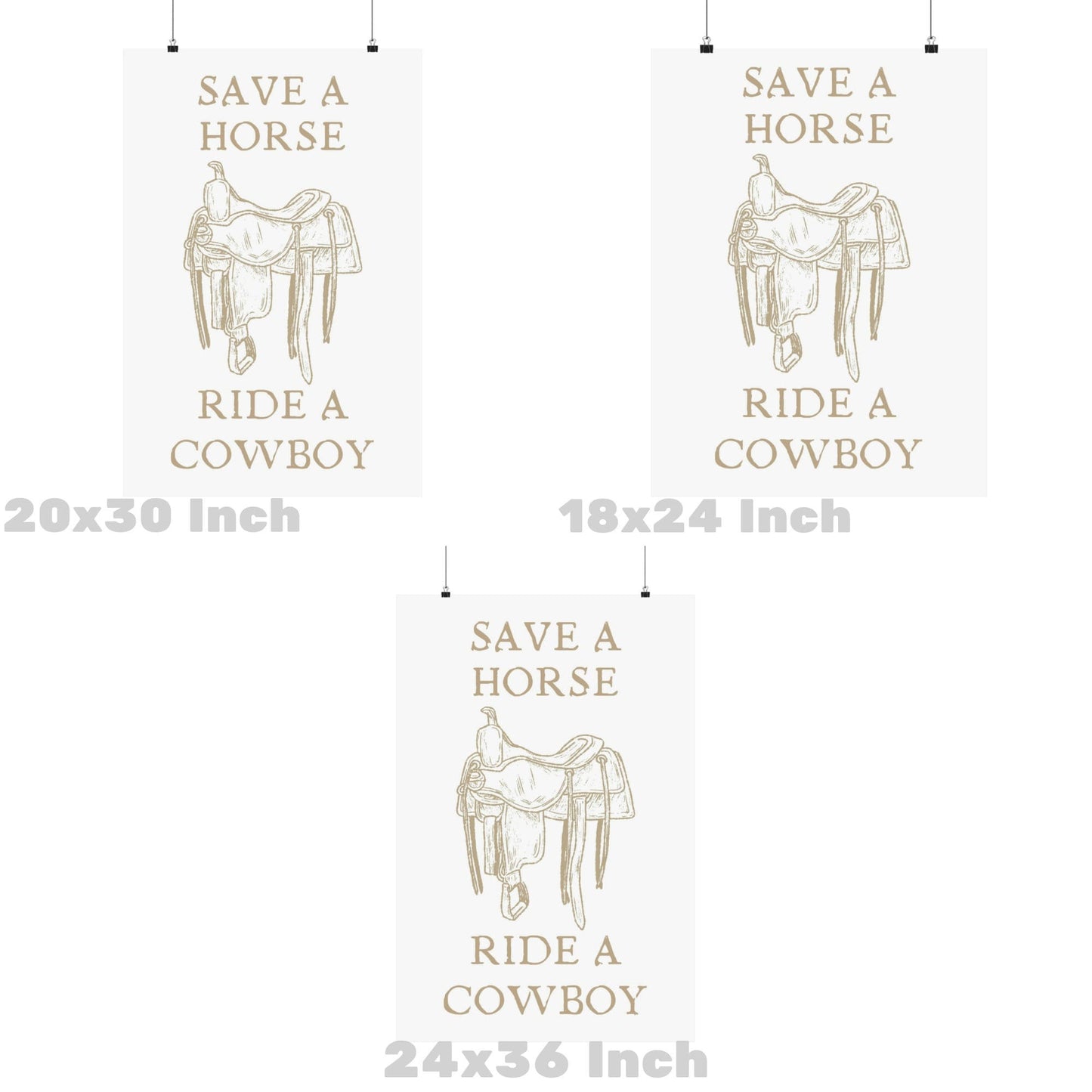 Beige Save A Horse Ride A Cowboy Poster