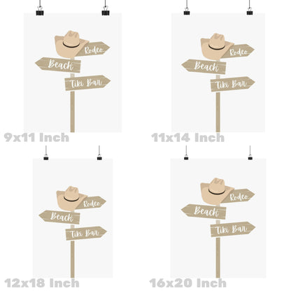 Beige Coastal Cowgirl Beach Sign Poster