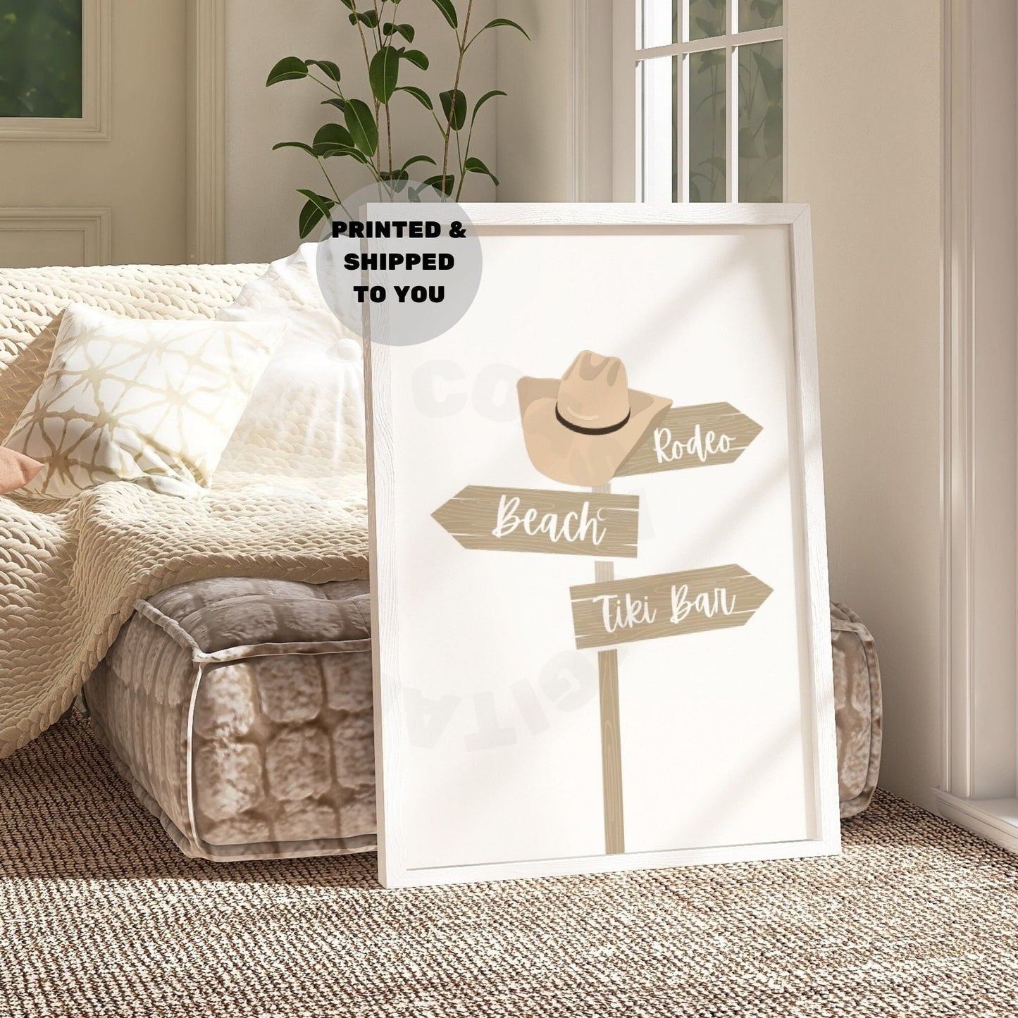 Beige Coastal Cowgirl Beach Sign Poster