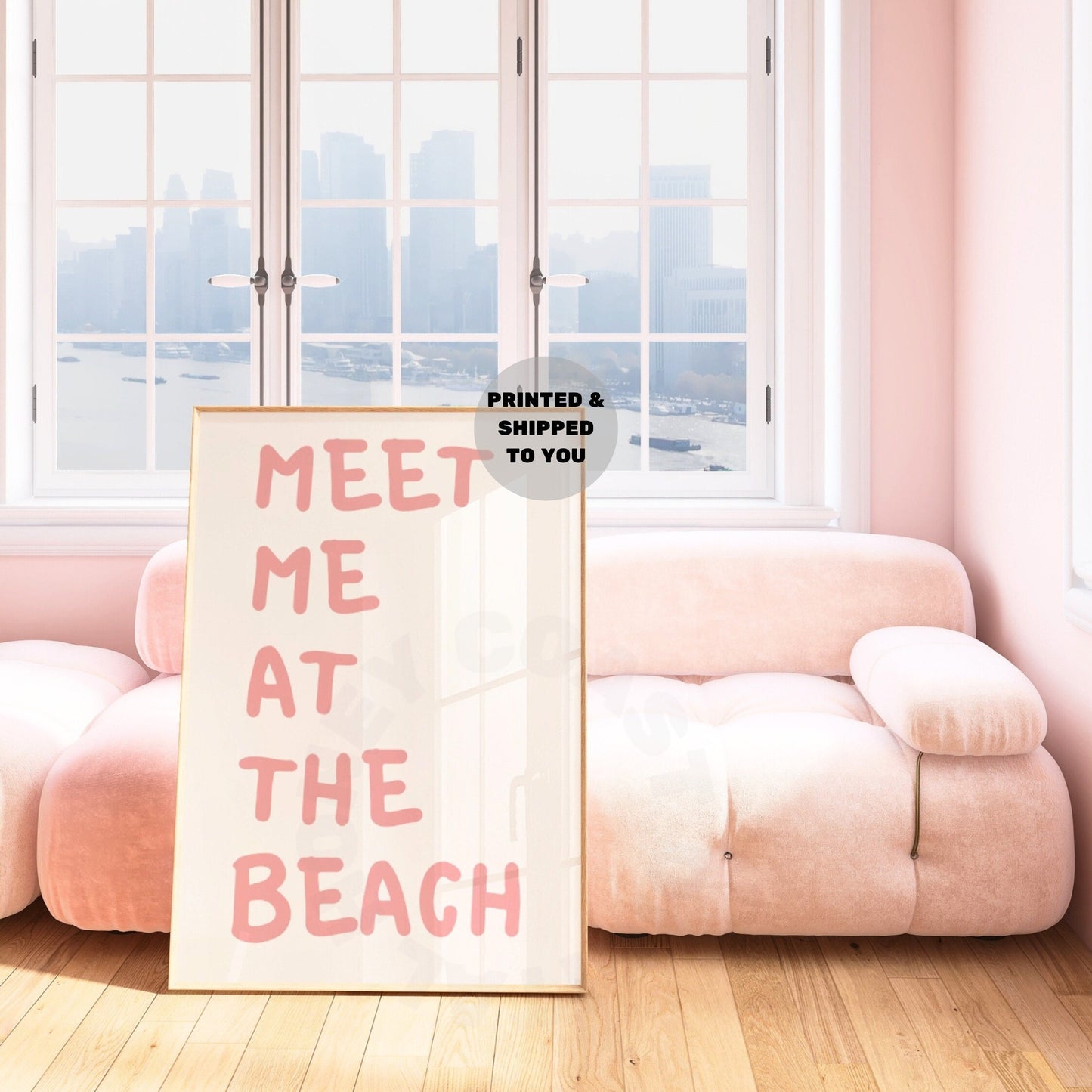 Pink Meet Me At The Beach Poster