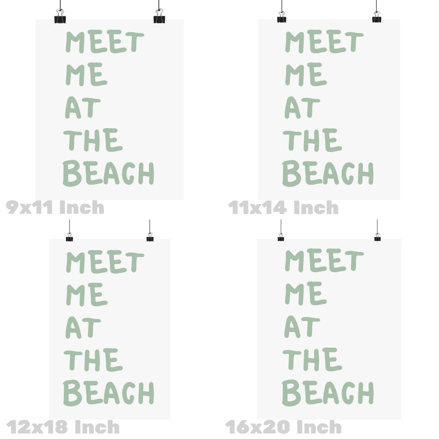 Sage Green Meet Me At the Beach Poster