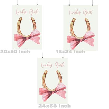 Lucky Girl Horseshoe With Pink Bow Poster