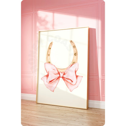 Horseshoe With Puffy Pink Bow Poster