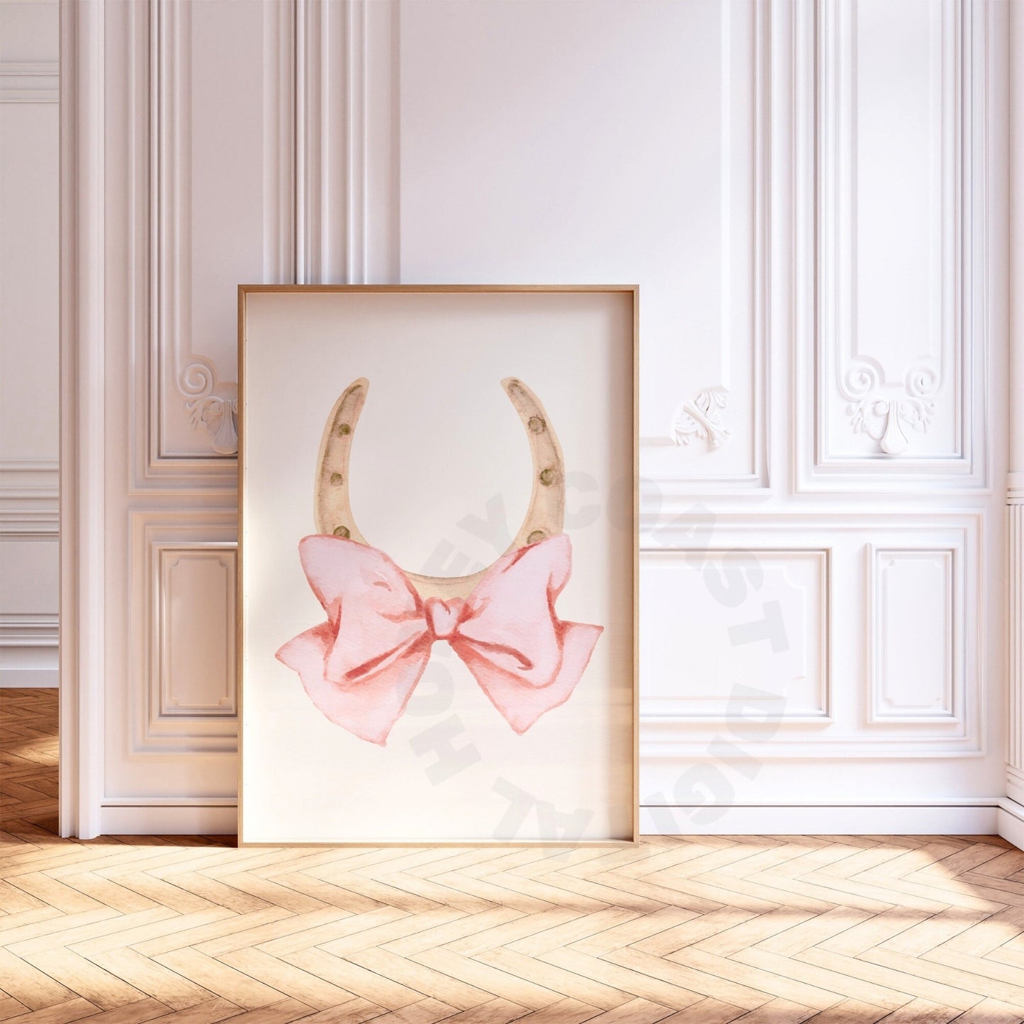 Horseshoe With Puffy Pink Bow Poster