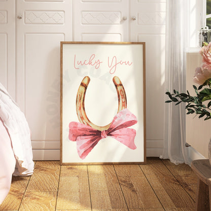 Lucky You Horseshoe With Bow Poster