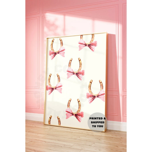 Horseshoes With Pink Bows Poster