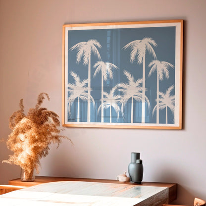 Landscape Coastal Blue Palm Trees Digital Prints