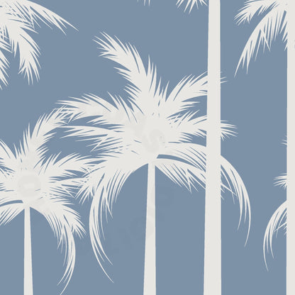 Landscape Coastal Blue Palm Trees Digital Prints