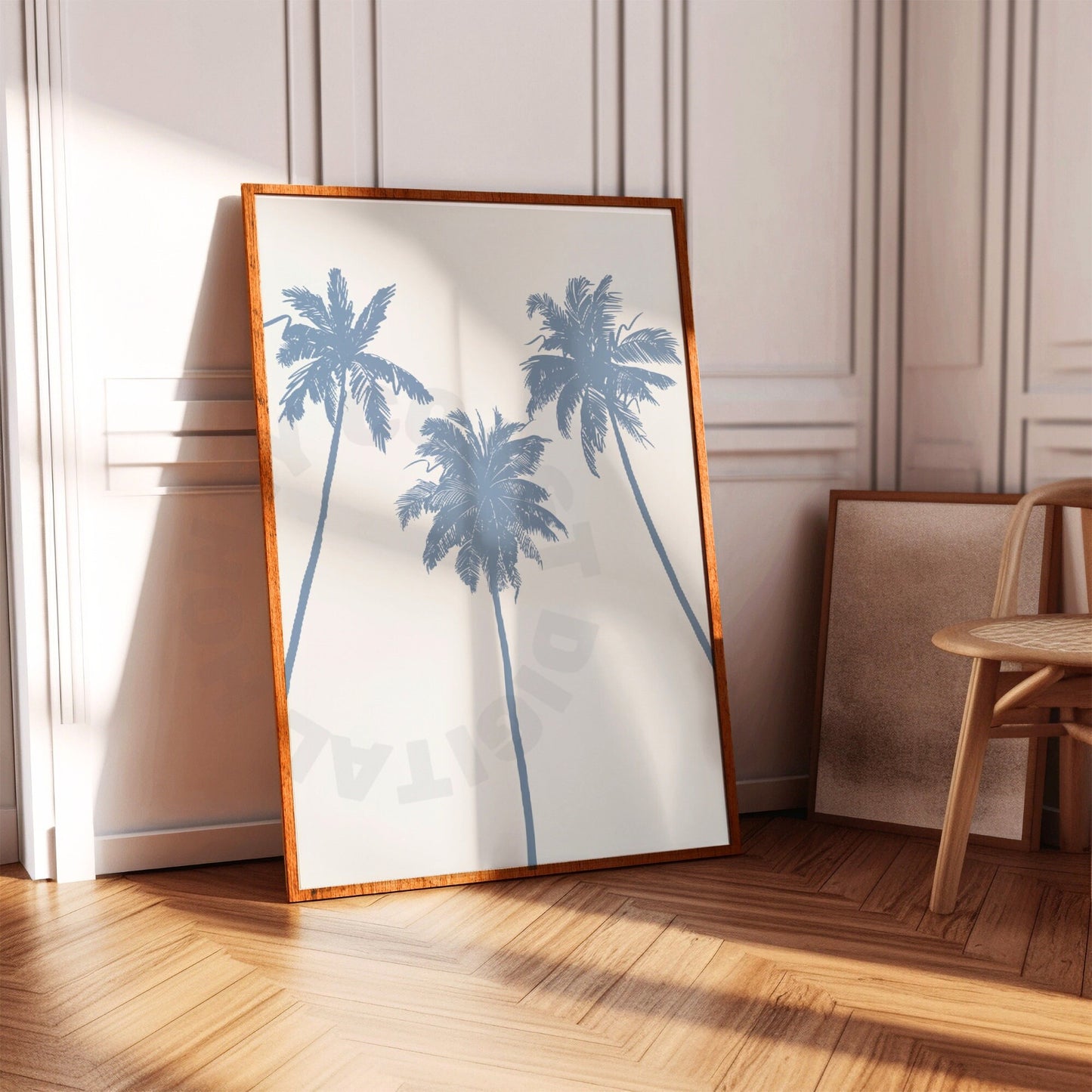 Coastal Blue Palm Trees Digital Prints