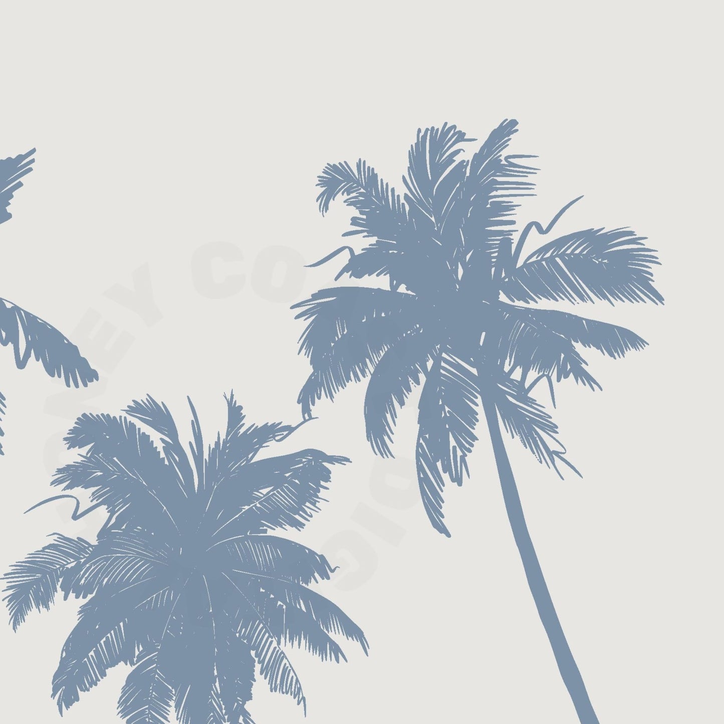 Coastal Blue Palm Trees Digital Prints