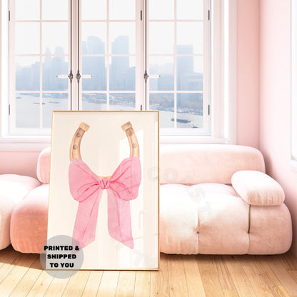 Pink Hair Bow And Horseshoe Poster